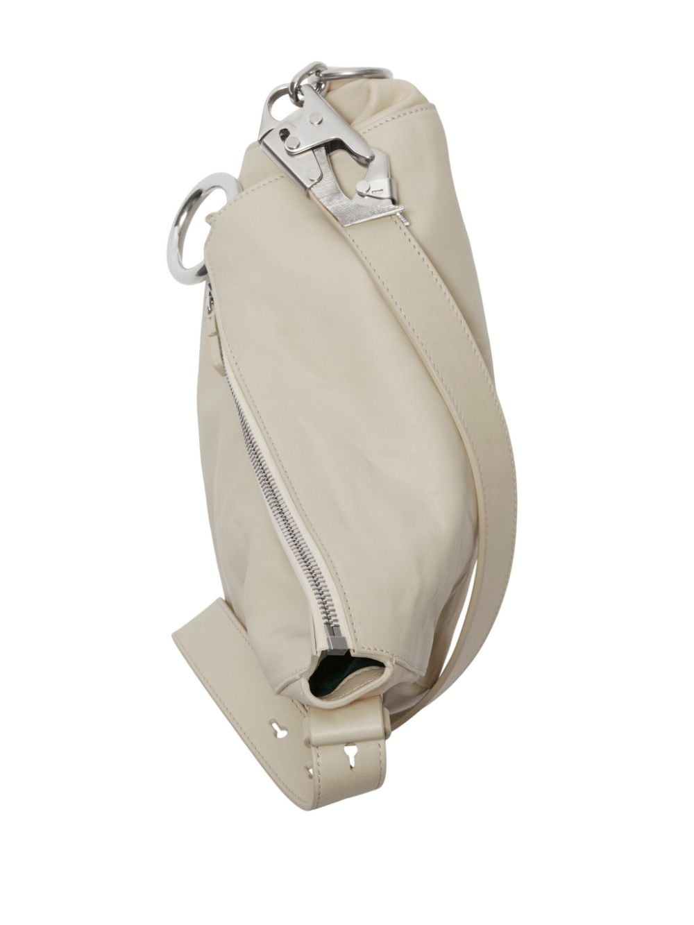 白色松软牛皮手拎包带可调节肩带和顶部拉链