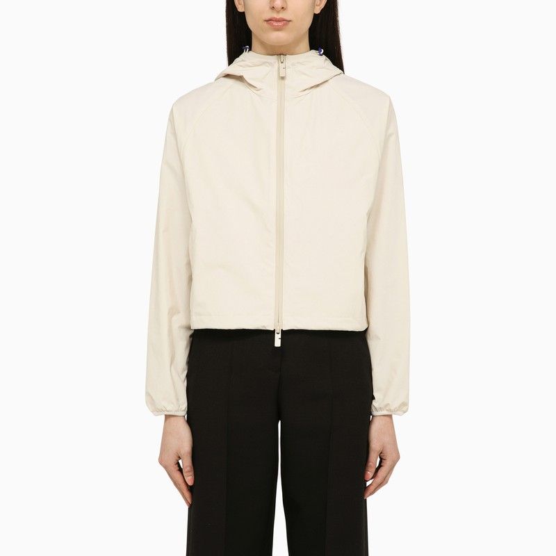 BURBERRY Tan Nylon Cropped Jacket for Women with Logo Detailing