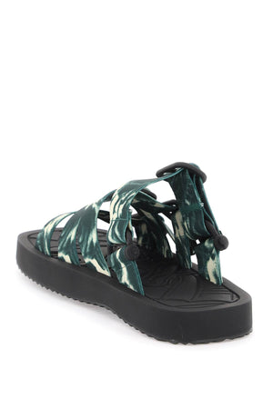 BURBERRY Multicolor Sandals with Nylon Ribbon Straps and Rose Print for Men