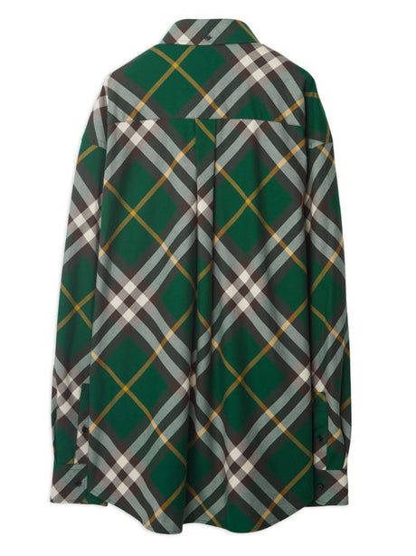 BURBERRY Men's Cotton Check Shirt with Embroidered Logo and Signature Motif