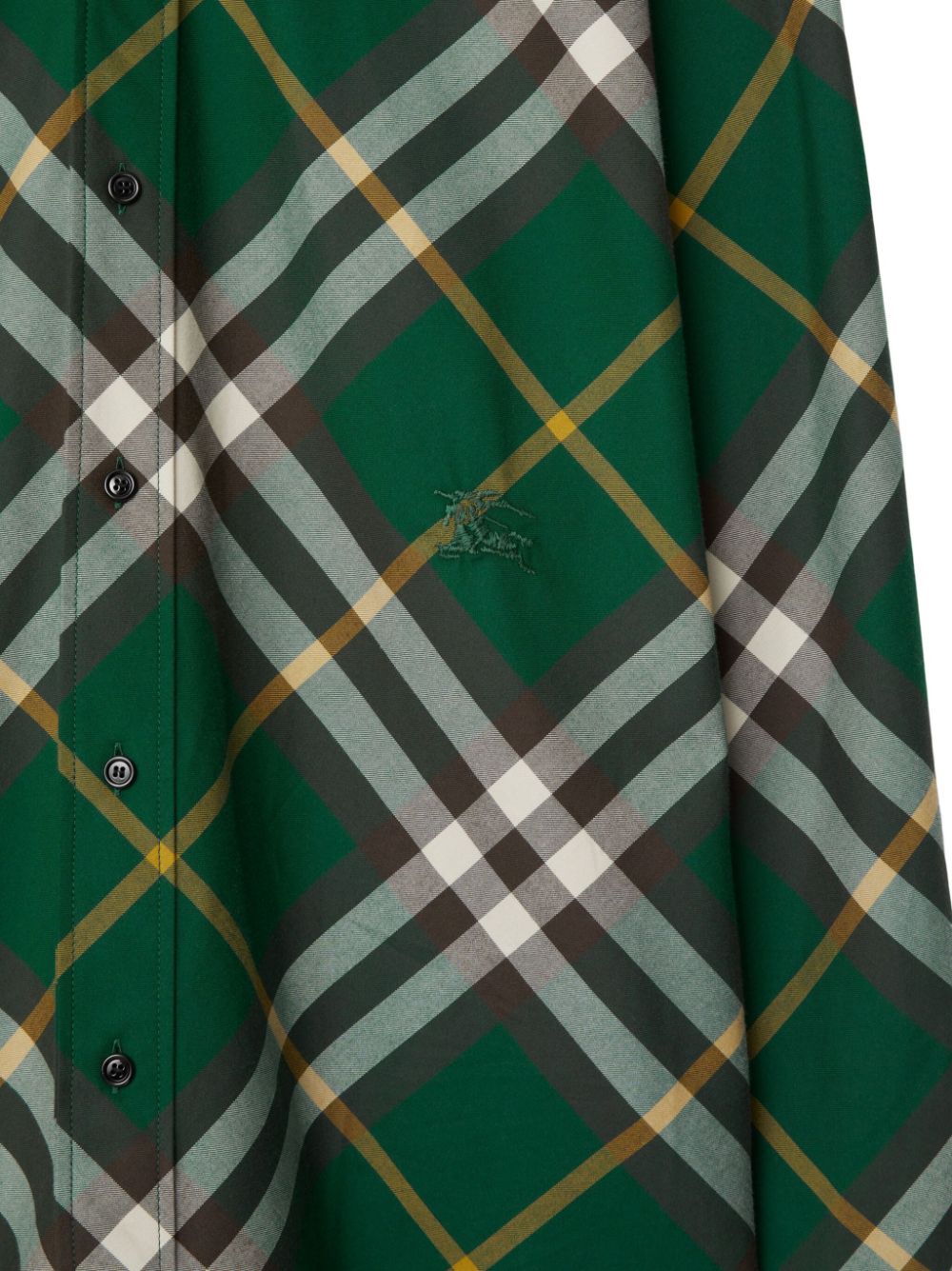 BURBERRY Men's Cotton Check Shirt with Embroidered Logo and Signature Motif