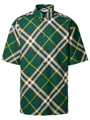 Men's Burberry Check Cotton Shirt in Green for SS24