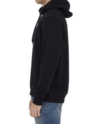 BURBERRY Men's Black Hooded Sweatshirt with Iconic Logo Print