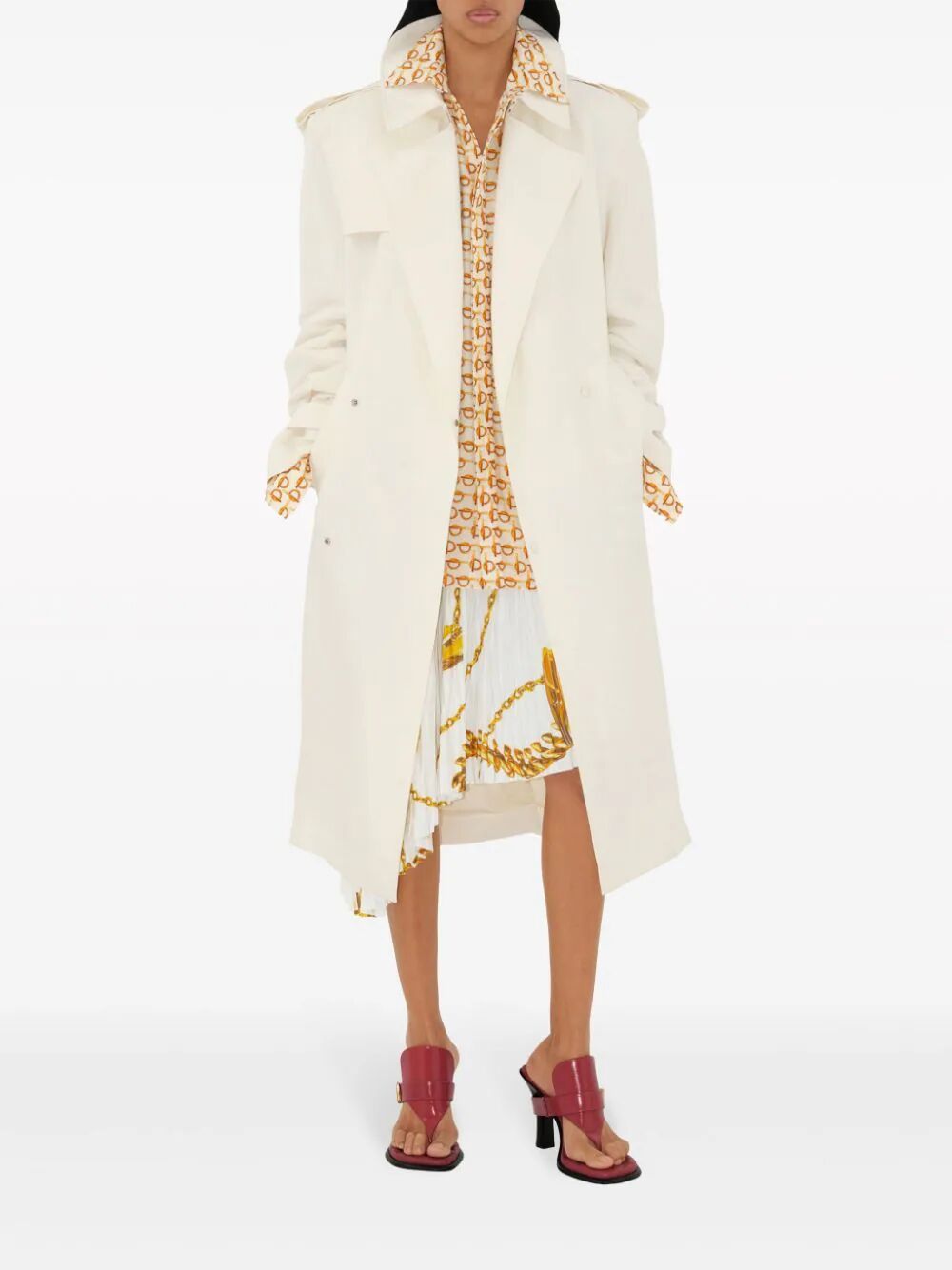 BURBERRY Goldenwhite Shield Motif Skirt for Women