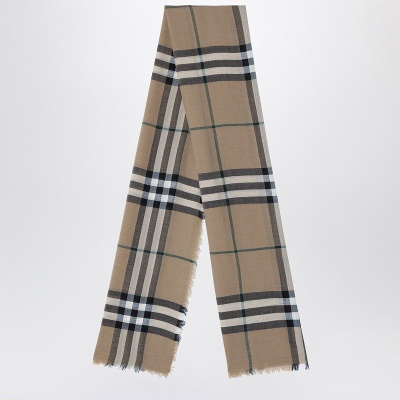 BURBERRY BEIGE CHECK PATTERN SCARF