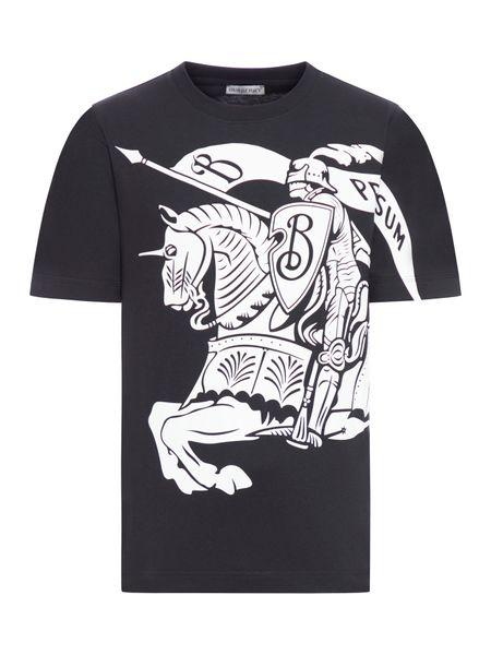 BURBERRY Men's Equestrian Knight Print Cotton T-Shirt