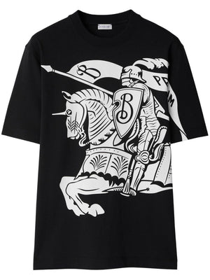 BURBERRY Black EKD Print Cotton T-Shirt for Men - FW24