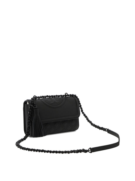 TORY BURCH Black Matte Mini Fleming Convertible Shoulder Bag for Women
