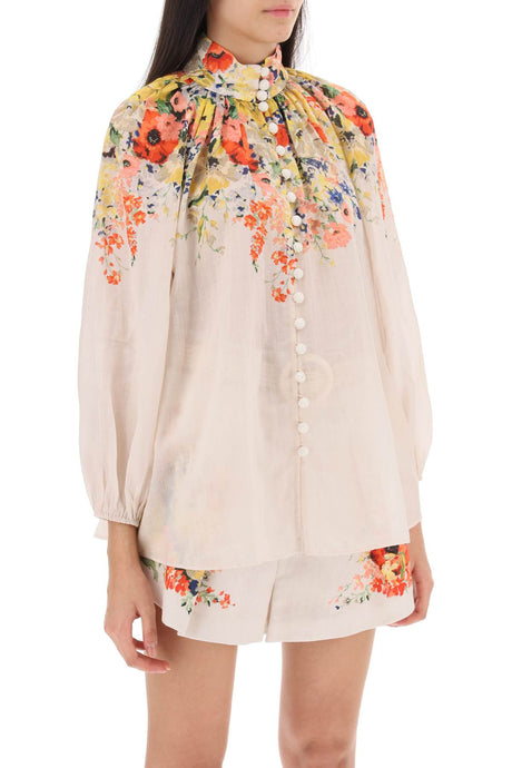Ivory White Floral Print Blouse for Women