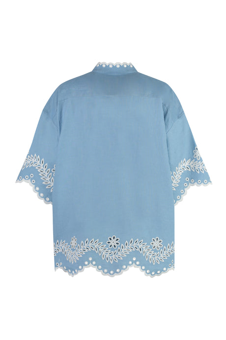ZIMMERMANN Embroidered Cotton Shirt – Navy