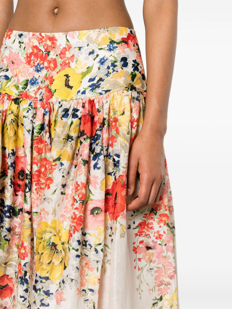 ZIMMERMANN Feminine Floral Asymmetrical Skirt For Women