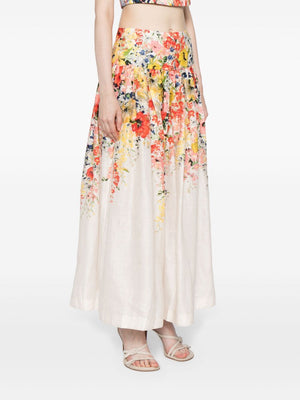 ZIMMERMANN Alight Floral Print Linen Skirt for Women