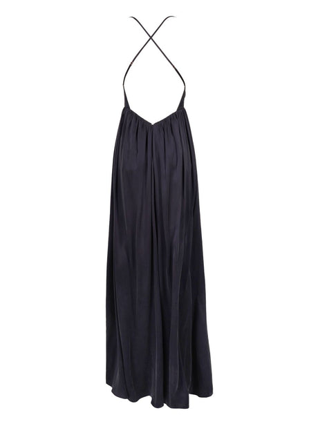 ZIMMERMANN Navy Blue Silk Satin Maxi Dress for Women