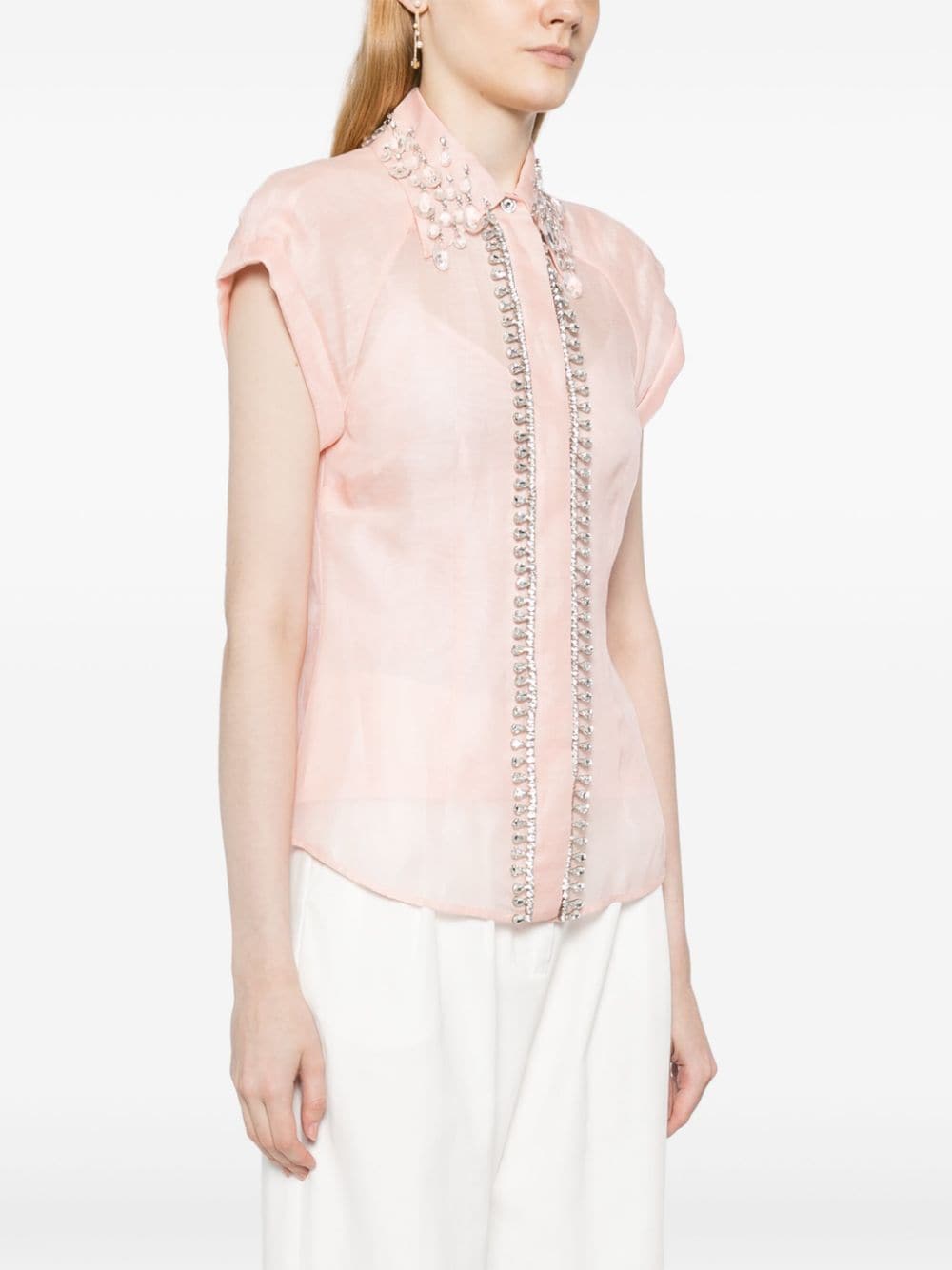 浅粉色华丽钻石女士衬衫（2024款）