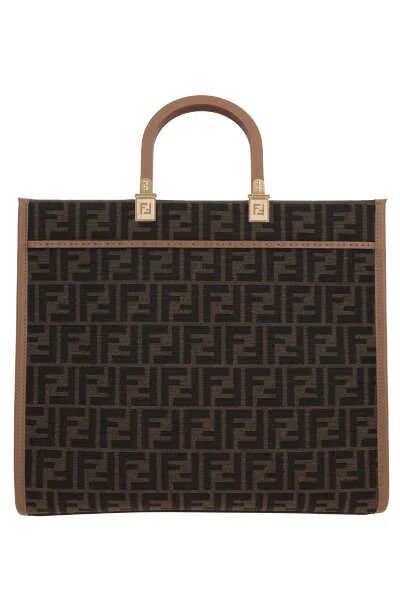 FENDI Women's Sunshine Medium Brown Leather Tote Handbag - SS24