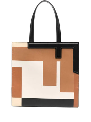 FENDI Women's Medium Brown Leather Tote Handbag SS24