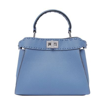 FENDI Navy Blue Violet Mini Leather Handbag with Adjustable Strap and Palladium Hardware for Women, SS24