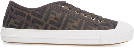 FENDI Women's Brown Jacquard Logo Low-Top Sneakers - Carryover Collection