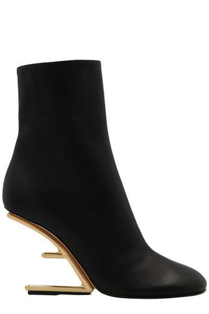 FENDI Black Leather Ankle Boots for Women - FW22 Collection