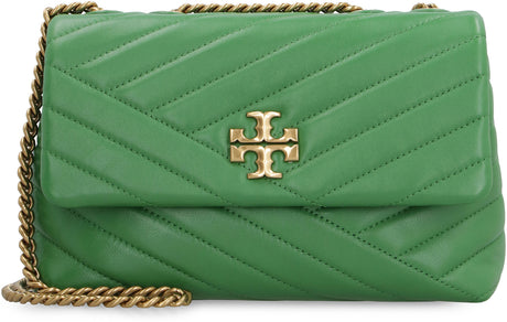 TORY BURCH Green Chevron Leather Shoulder Handbag for Women