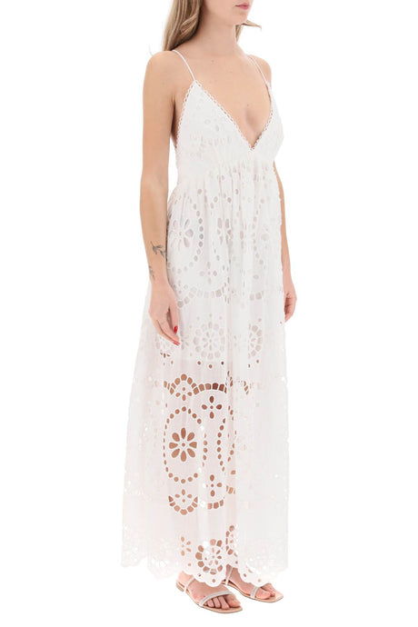 ZIMMERMANN Elegant Pure Cotton Maxi Dress in Broderie Anglaise