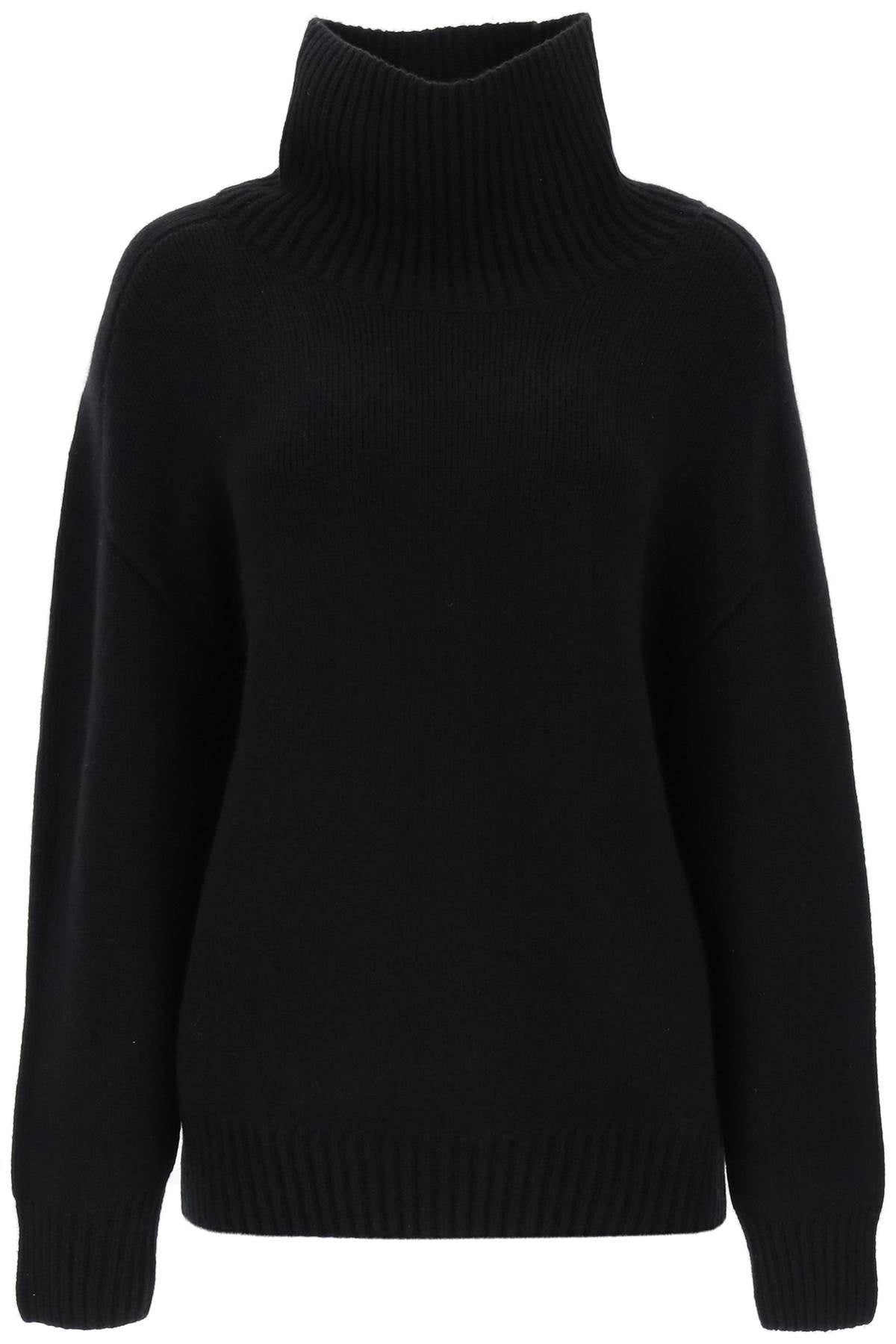 KHAITE Black Oversized Funnel-Neck Sweater for Women