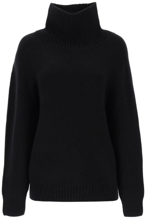 KHAITE Black Oversized Funnel-Neck Sweater for Women