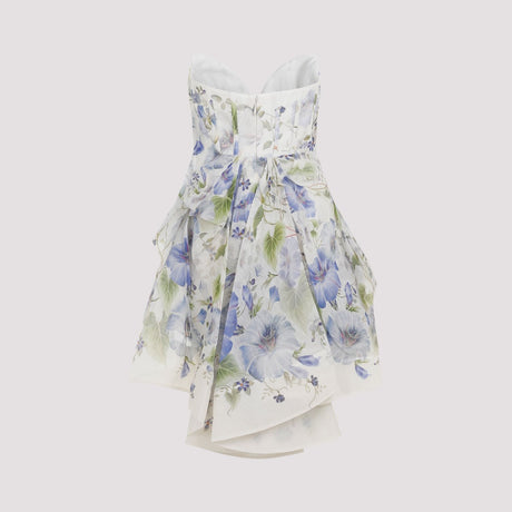 ZIMMERMANN Draped Floral Linen and Silk Dress - SS24