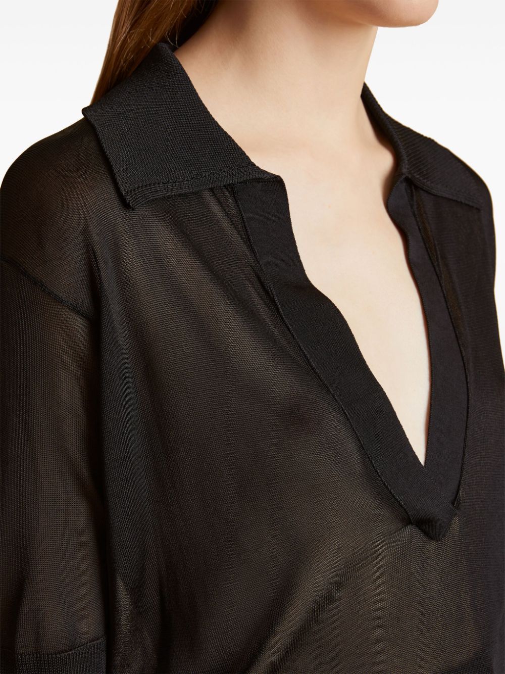 KHAITE Black V-Neck Short Sleeve Top for Women - SS24 Collection