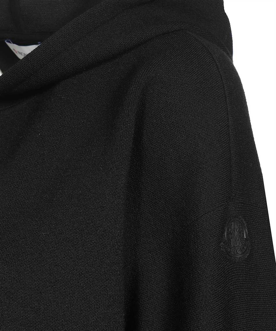 MONCLER Black Knit Full Zip Hoodie with Adjustable Hood and Zipped Cuffs for Men - FW22