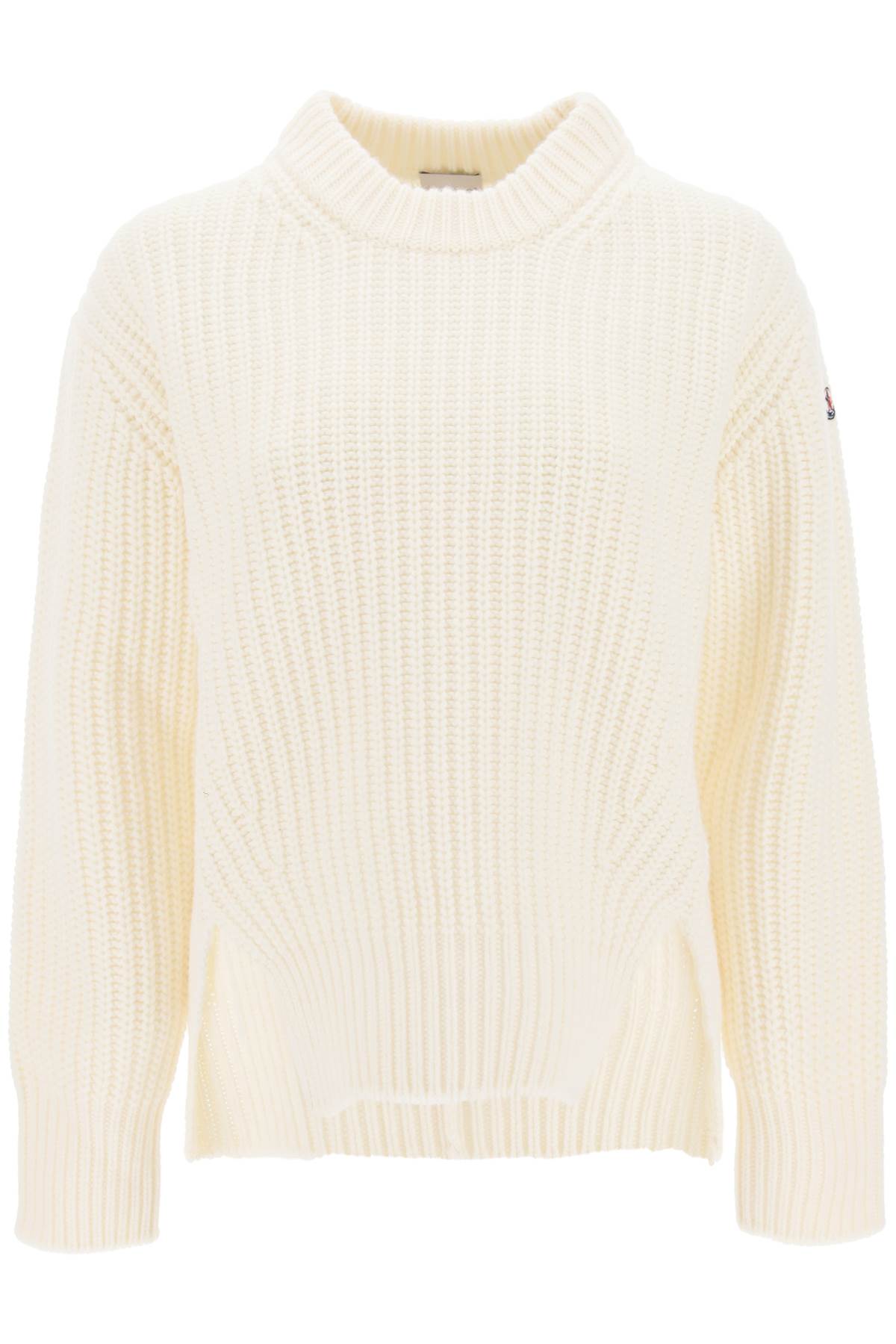 MONCLER White Carded Wool Sweater for Women - Fall/Winter 2024