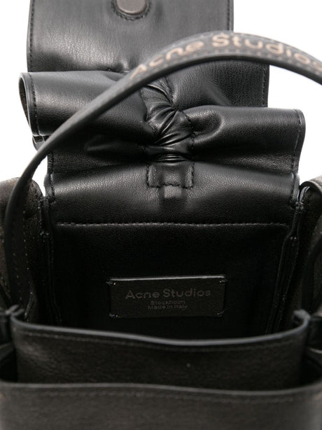 ACNE STUDIOS Mini Multipocket Leather Handbag in Coffee Brown