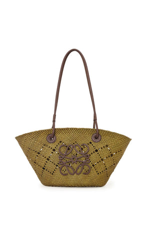 LOEWE Small Olive Chest Anagram Woven Basket Bag for Women
