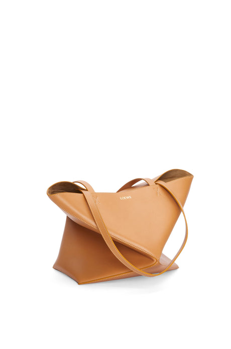 LOEWE Women's Tan Shiny Calfskin Medium Puzzle Fold Tote Handbag for FW24