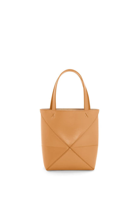 LOEWE Mini Puzzle Fold Brown Calf Leather Tote for Women