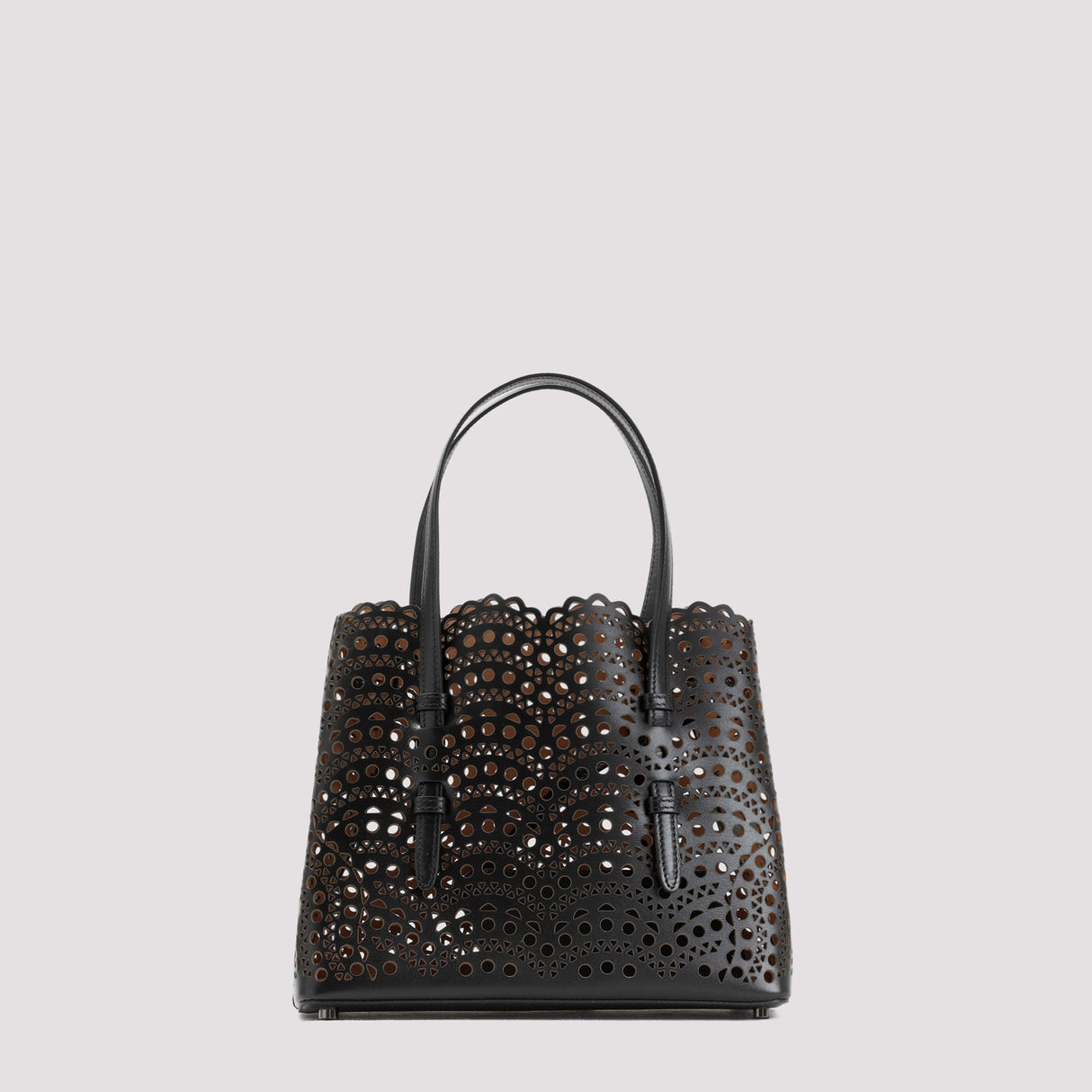 ALAIA Stylish Black Leather Tote Handbag for Women