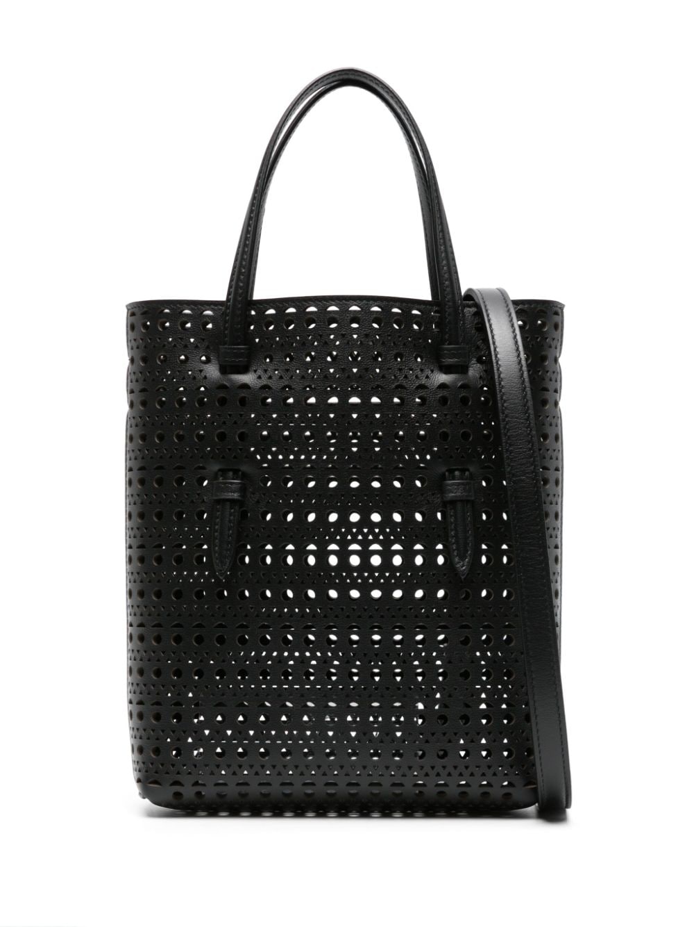 ALAIA Stylish Black Perforated Leather Handbag for Women