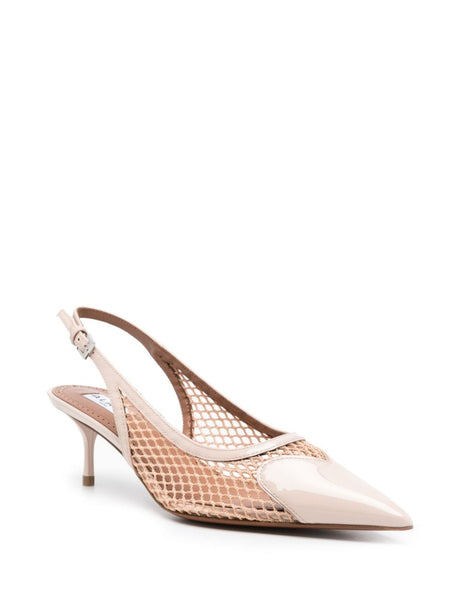 ALAIA Nude Mesh Heeled Sandals - SS24 Collection
