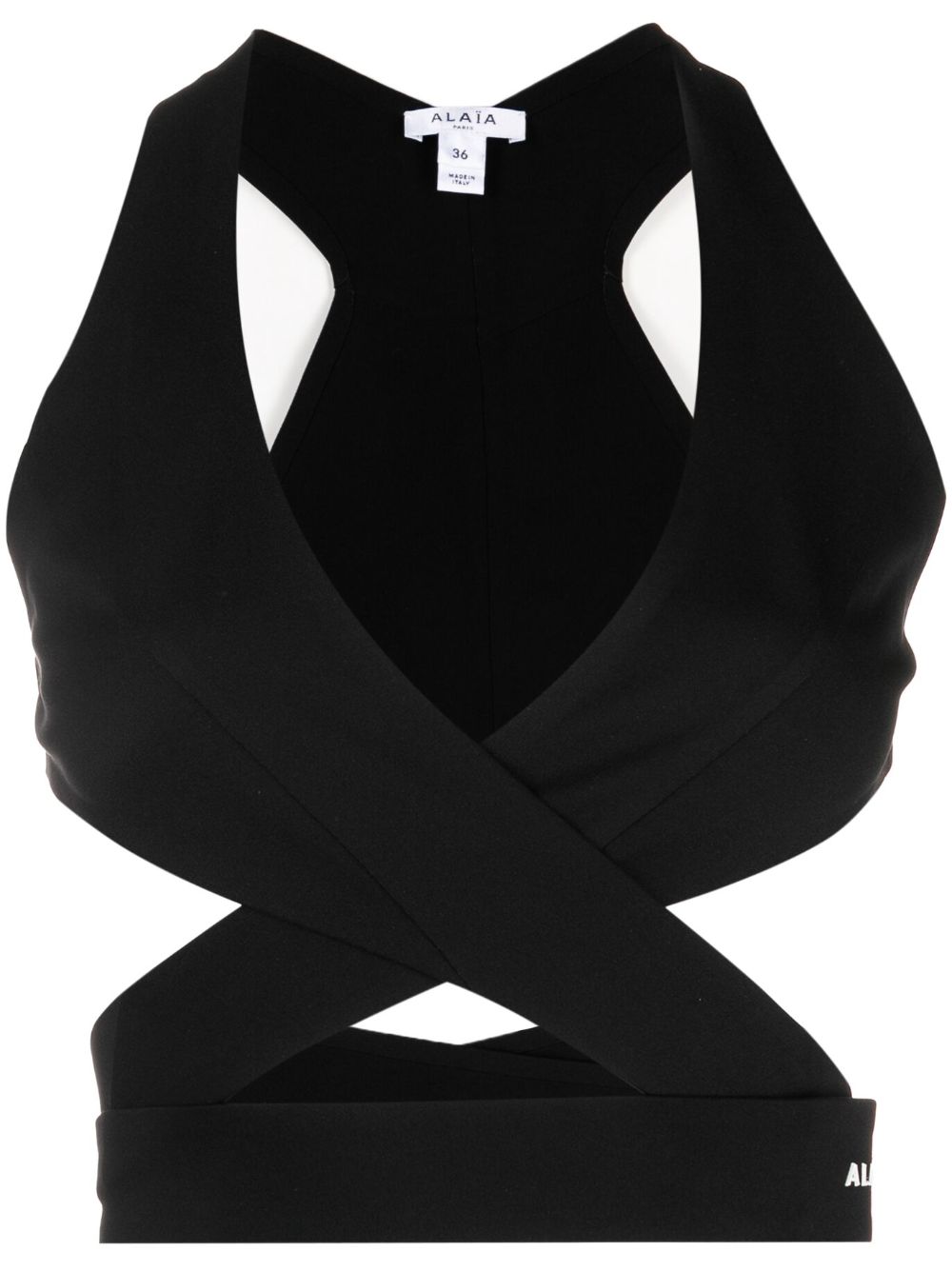 Crossover Sleeveless Crop Top from ALAIA Pre-Owned - Women's Black Top for FW23