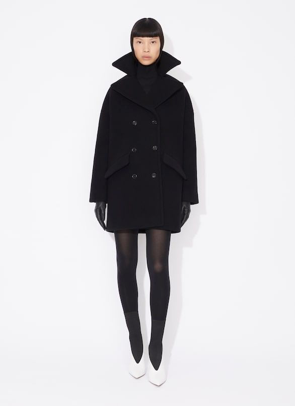 ALAIA Double-Breasted Black Caban Coat for Women - SS24