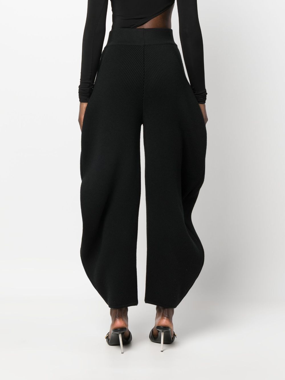 流行黑色羊毛混纺长裤 - 女装时尚FW23