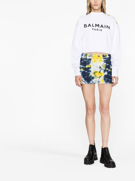 BALMAIN Bold Logo-Print Crop Sweatshirt for Women - SS23 Collection