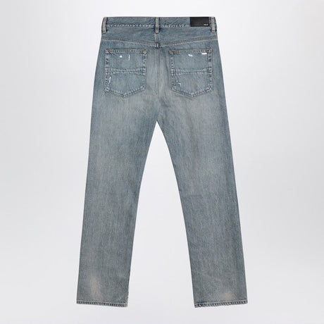 AMIRI Antique Indigo Straight Ripped Jeans with Bandana Pocket Detail