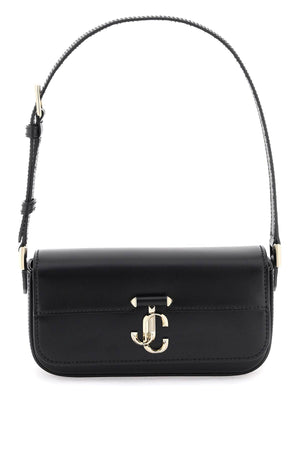 JIMMY CHOO Mini Avenue Black Leather Shoulder Bag with Gold JC Detail - Women's