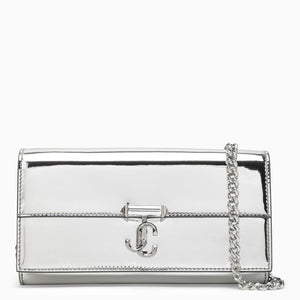 JIMMY CHOO Silver Leather Chain Wallet for Women - SS24 Collection