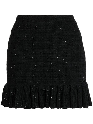 SELF-PORTRAIT Black Sequin Mini Skirt for Women