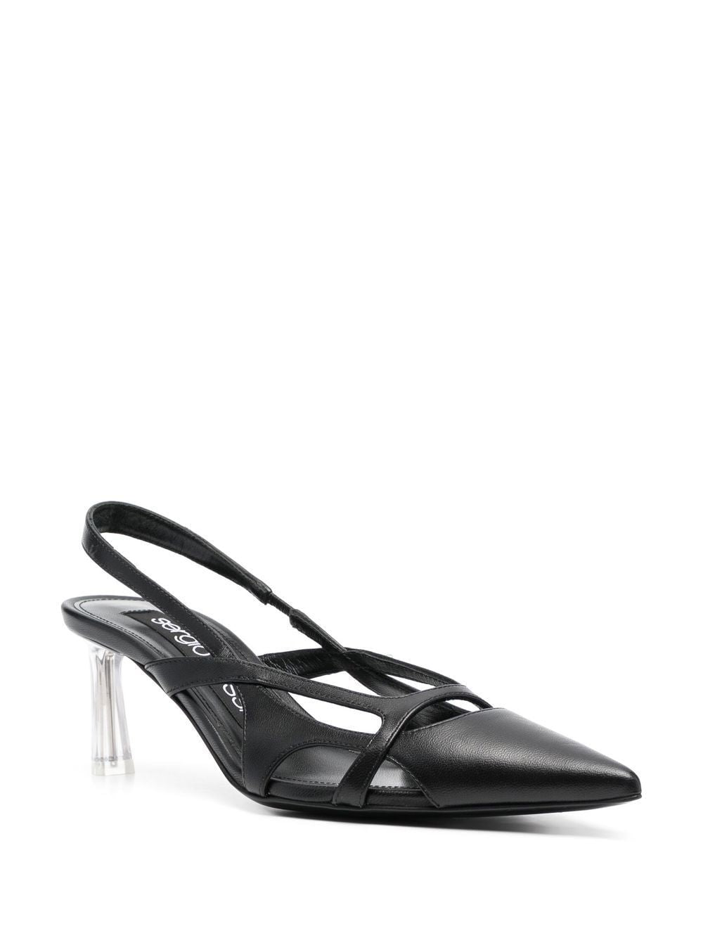 SERGIO ROSSI Black Leather Slingback Pumps for Women