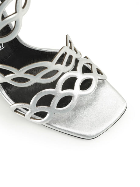 SERGIO ROSSI Gray Leather Mermaid Sandals for Women - SS24 Collection
