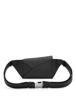 LOEWE Mini Puzzle Edge Black Leather Shoulder Bag for Men, 17x12.5x7 cm