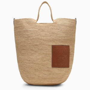 LOEWE Handbag with Natural Raffia and Brown Leather Details